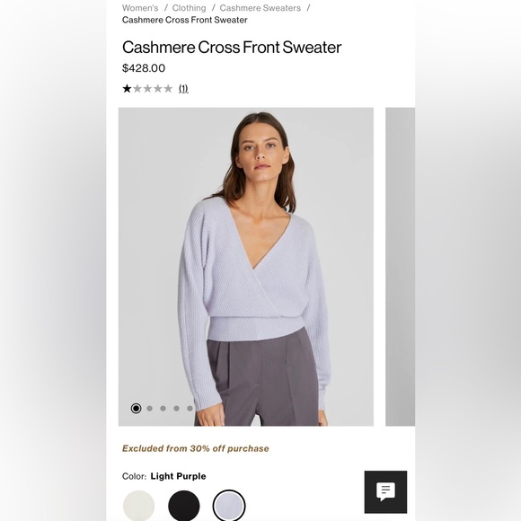 Cashmere Club Monaco Front Cross Sweater - Picture 4 of 4